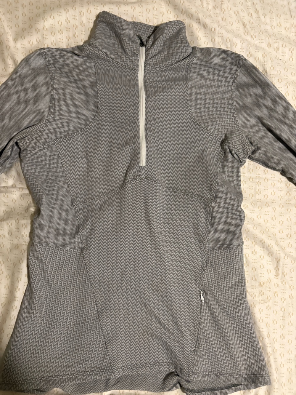 Lululemon Kanto Catch Me 1/2 Zip Pullover Herringbone White Slate Size 10